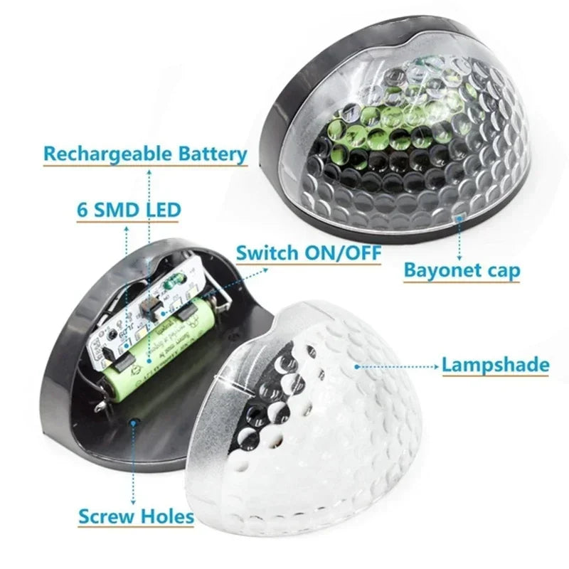 Set of 10 outdoor LED solar wall lamps by Showlu, waterproof garden lights with festive fence and Christmas decor lighting.