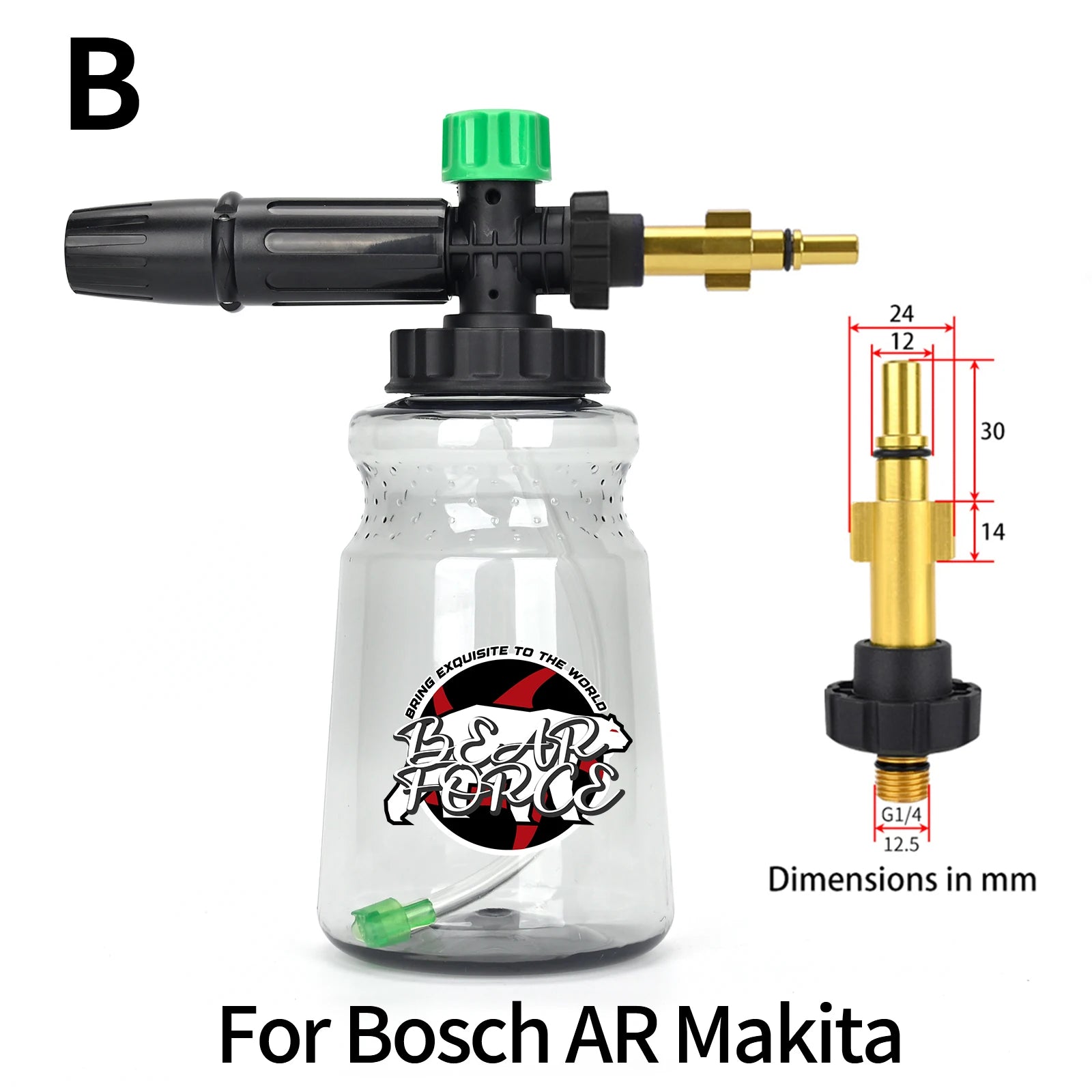 Showlu Smart General pressure washer foam cannon gun attached to a hose, ready for cleaning with thick foam spray.