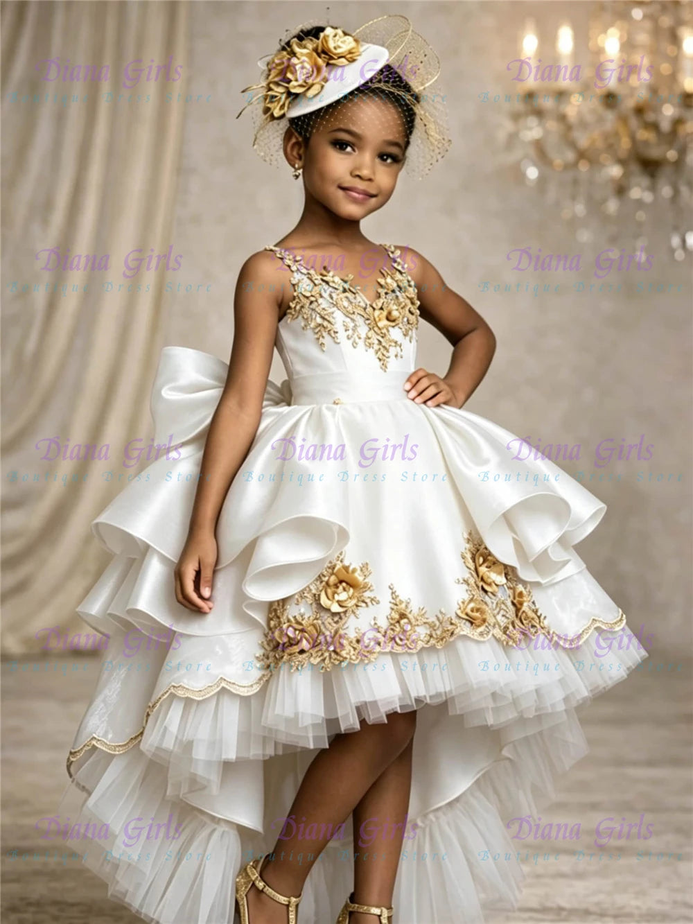 Lovely Quality Flower Girl Dress Blue Satin Fluffy For Girls Wedding Birthday Party Evening Baptism Gown Customizable Color Size