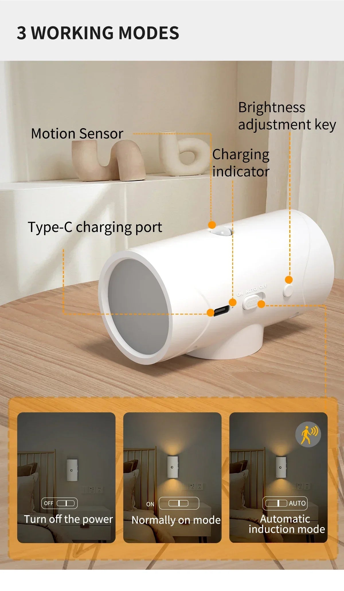Showlu Smart Venuswing magnetic motion sensor RGB night light illuminating a dark room with colorful LED lighting.
