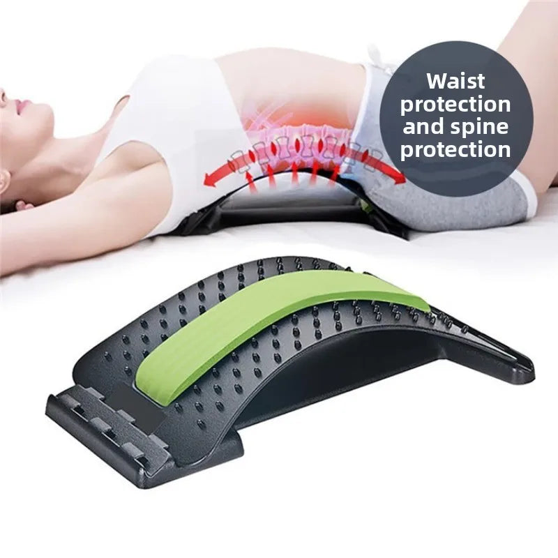 Multi-level back stretcher with magnetotherapy lumbar support designed to relieve tension and improve posture.