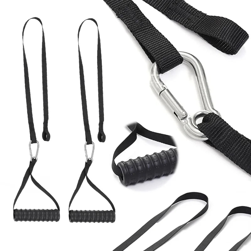 Showlu Tricep Rope Lat Pull Down Attachment made of durable nylon for strength training and muscle building.
