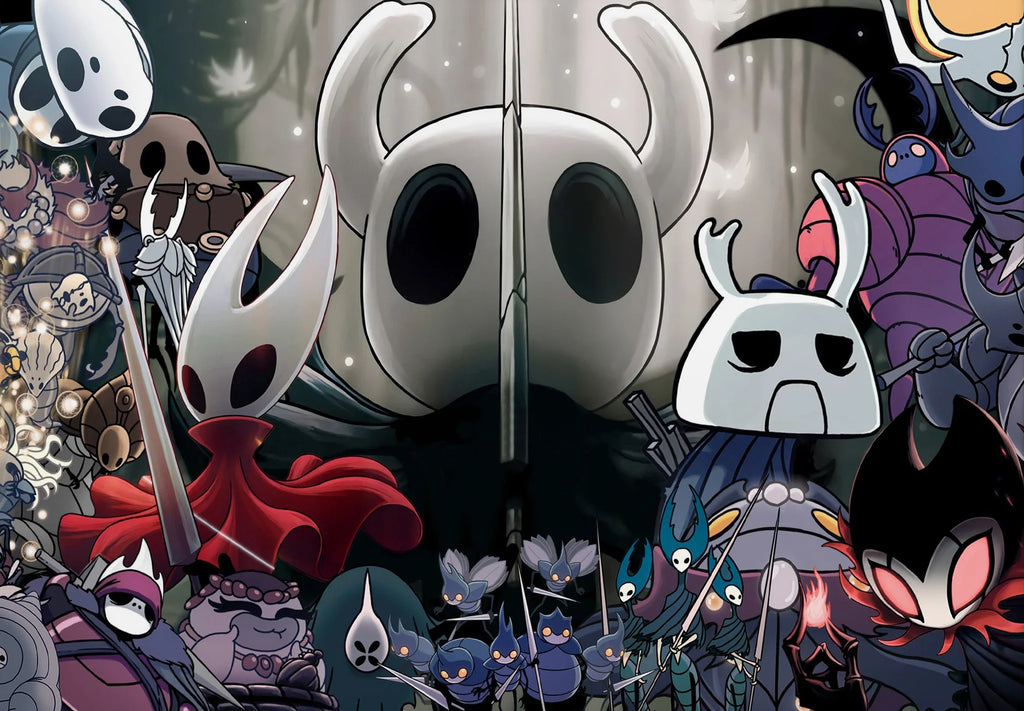 Hollow Knight canvas wall art featuring a modern video game poster with character artwork for home decor display.