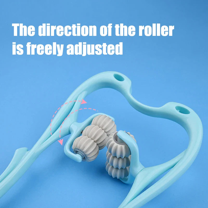 SHOWLU six-wheel manual cervical massager for neck and back relief, featuring ergonomic design and adjustable settings.