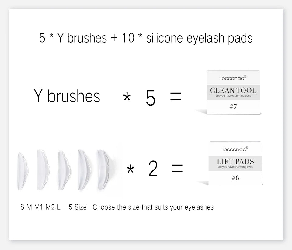 Showlu Smart General eyebrow lamination kit with brow brush and tools, demonstrating the professional beauty treatment process.