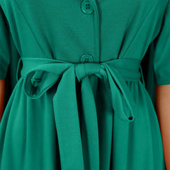 Women's plus Size Solid Color Summer Fashion Dress Short-Sleeved Suit Collar Strap Design 2024