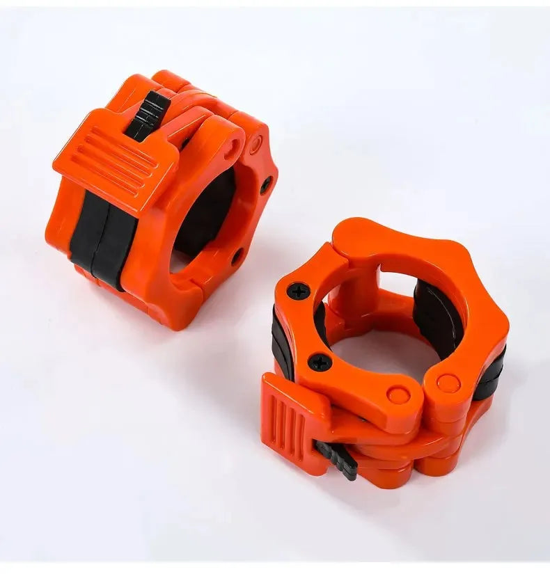 Showlu Fashion Store 50mm barbell clamp with spin lock collar, gym weightlifting lock for standard barbells and dumbbell bars.