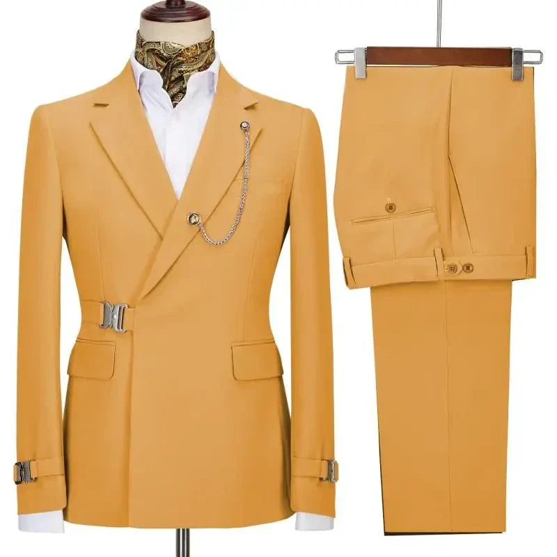 Men's slim fit Italian wedding tuxedo suit with notched lapel, two-piece design from SHOWLU FASHION STORE