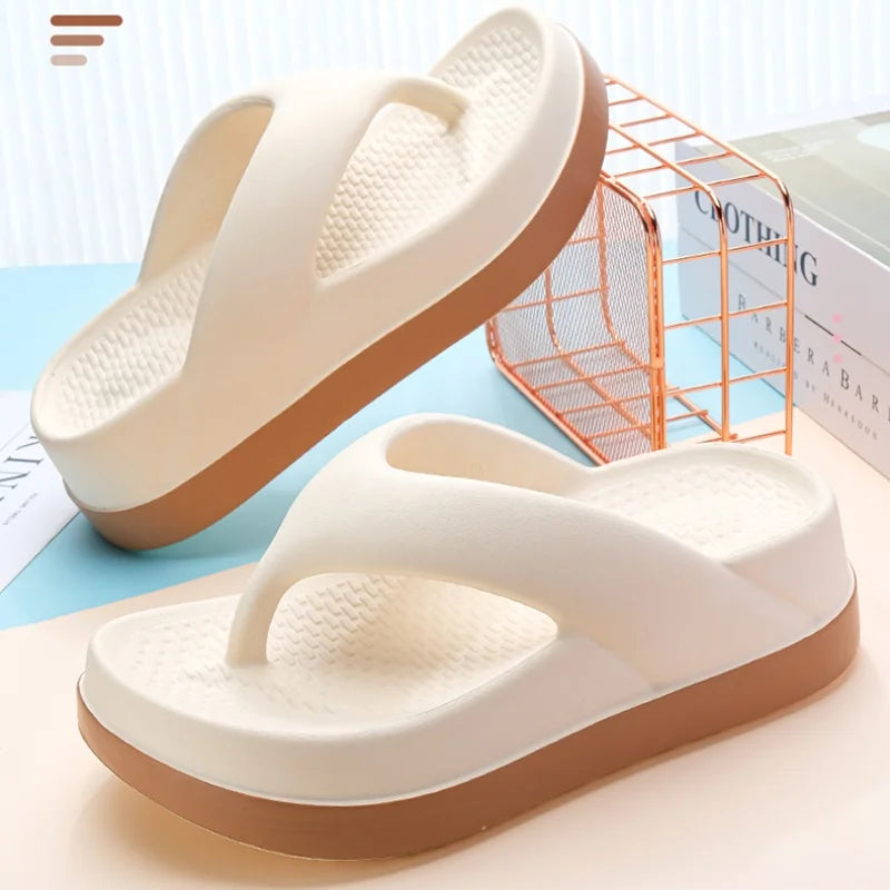 Women's SHOWLU platform flip flops with non-slip soles, casual summer sandals featuring a stylish design and comfortable fit.