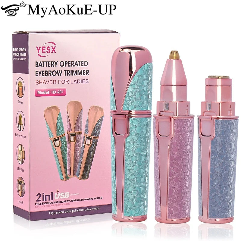 Showlu Smart General facial hair remover pen with sleek design, close-up of the portable hair removal device in hand.