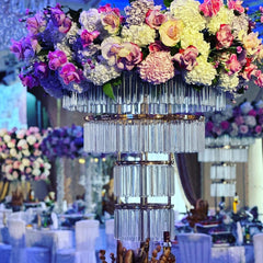 2-6pcs) Tall Gold Wedding Crystal Centerpiece 4 Layers Custom Table Decoration Metal Wedding Stand Centerpieces SHOWLU FASHION STORE