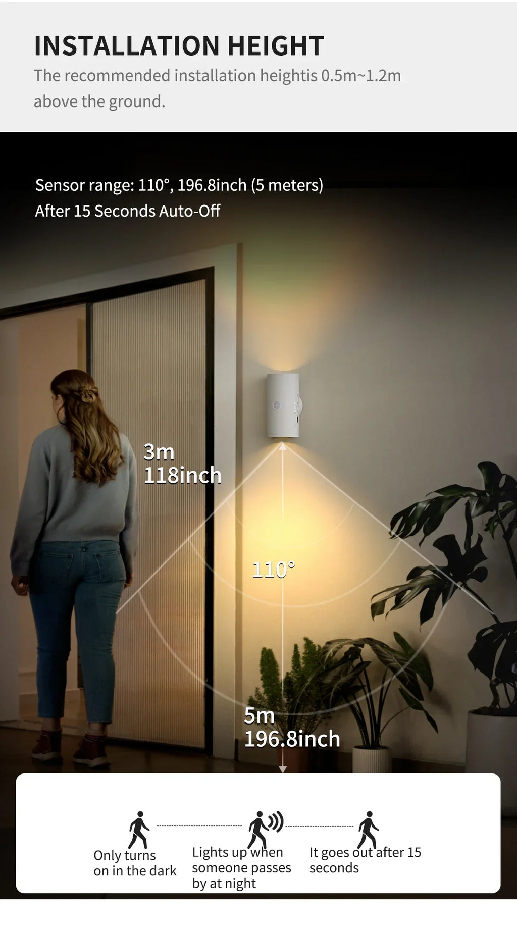 Showlu Smart VENUSWING magnetic RGB night light with motion sensor, glowing in vibrant colors for ambient lighting in dark spaces.