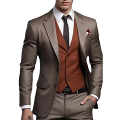 Fashion Men Suits Notch Lapel Single Breasted Full Sets Customized Made 3 Piece Jacket Pants Vest Wedding Costume Homme 2025 SHOWLU FASHION STORE