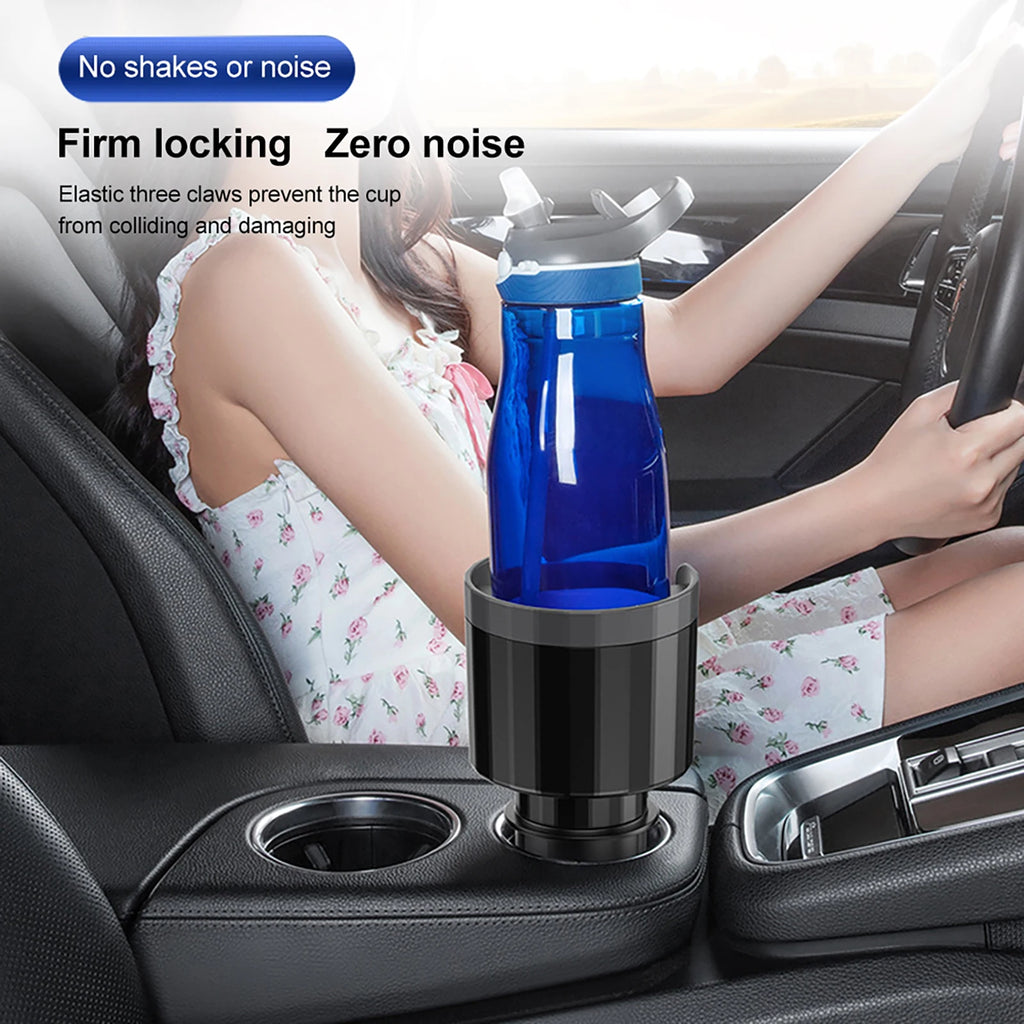 Showlu Smart General car cup holder expander fits larger cups, providing extra space and stability inside vehicle cup holders.