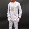 Men's SHOWLU FASHION striped two-piece suit with formal cotton blend fabric, featuring a tailored blazer and matching trousers.