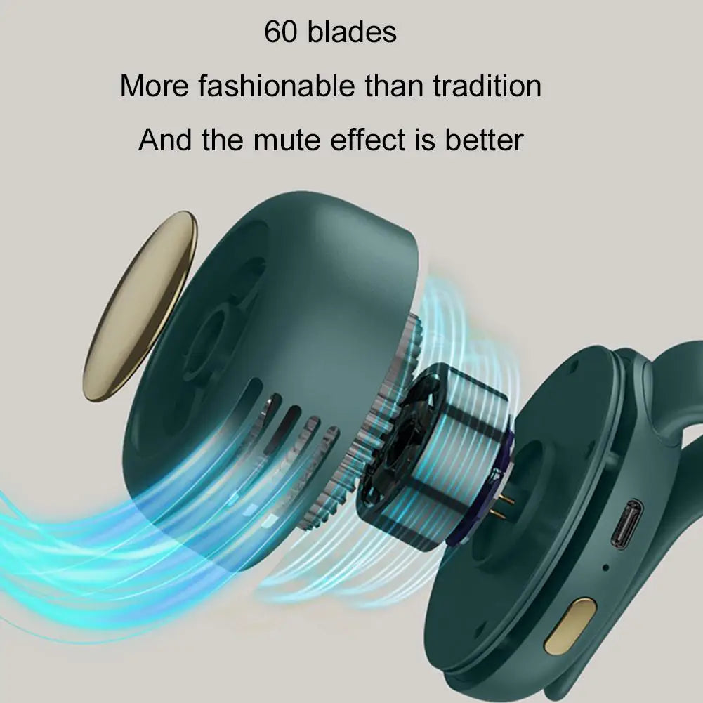 Showlu Smart General portable USB clip fan with 60 blades, compact design, and adjustable clip for personal cooling.