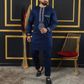 New In African Summer Business Men's Short Sleeve Suit Embroidery Dashiki Shirt Pants Sets 2 Pieces Outfits Wedding Party 2025