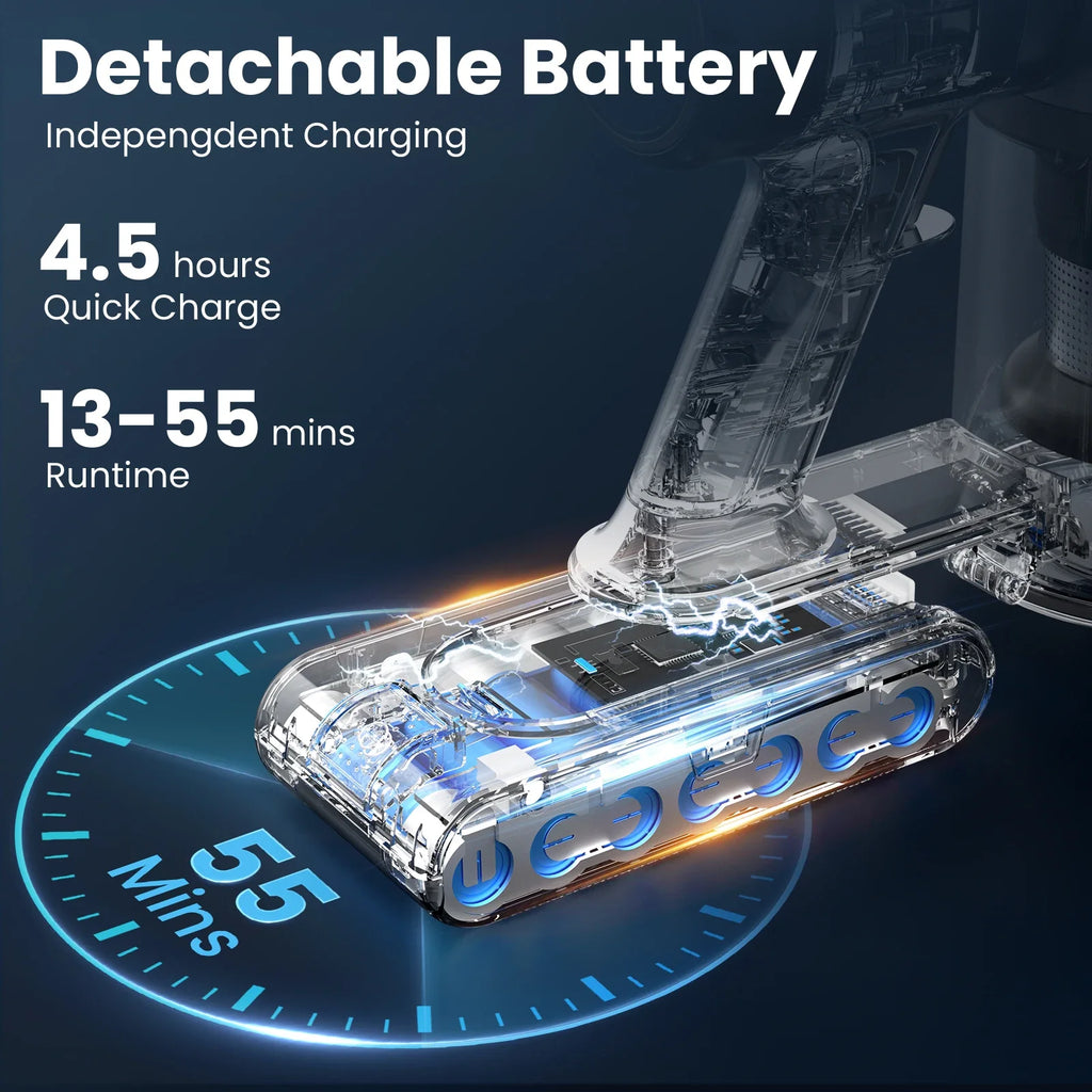 INSE S9 cordless stick vacuum cleaner with 30KPa suction and 400W motor, ideal for pet hair and floor cleaning, shown in the image.