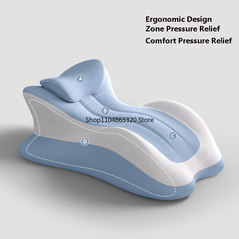 Showlu Memory Foam Pillow ergonomic wedge for neck and leg support, featuring contoured design and soft cover fabric.