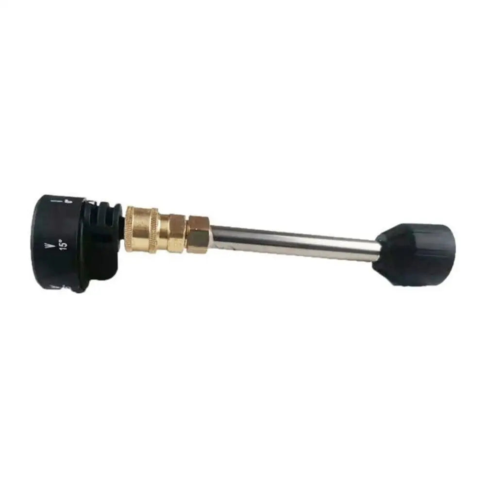 Adjustable 6-in-1 pressure washer nozzle from Showlu Fashion Store showing different spray settings on a garden hose attachment.