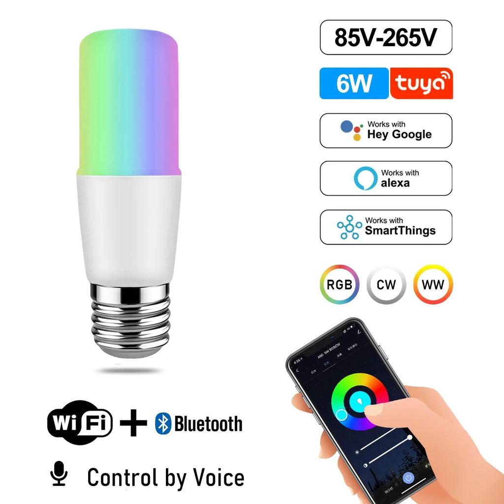 Smart WiFi adjustable color LED spotlight bulb by Showlu Smart General, showing the bulb with adjustable colorful lighting.