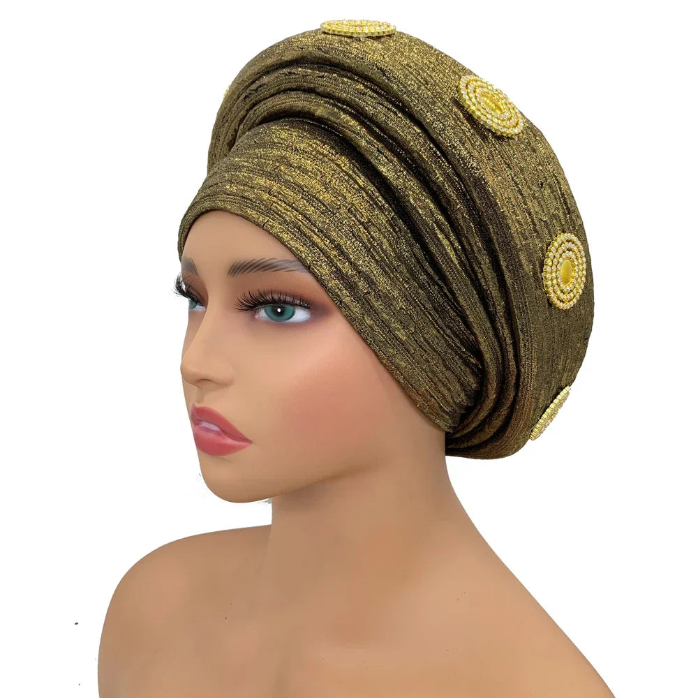 Female Wrap Head Bonnet Muslim Headscarf Hat Turbante Mujer African Autogele Headtie Fashion Women's Turban Cap
