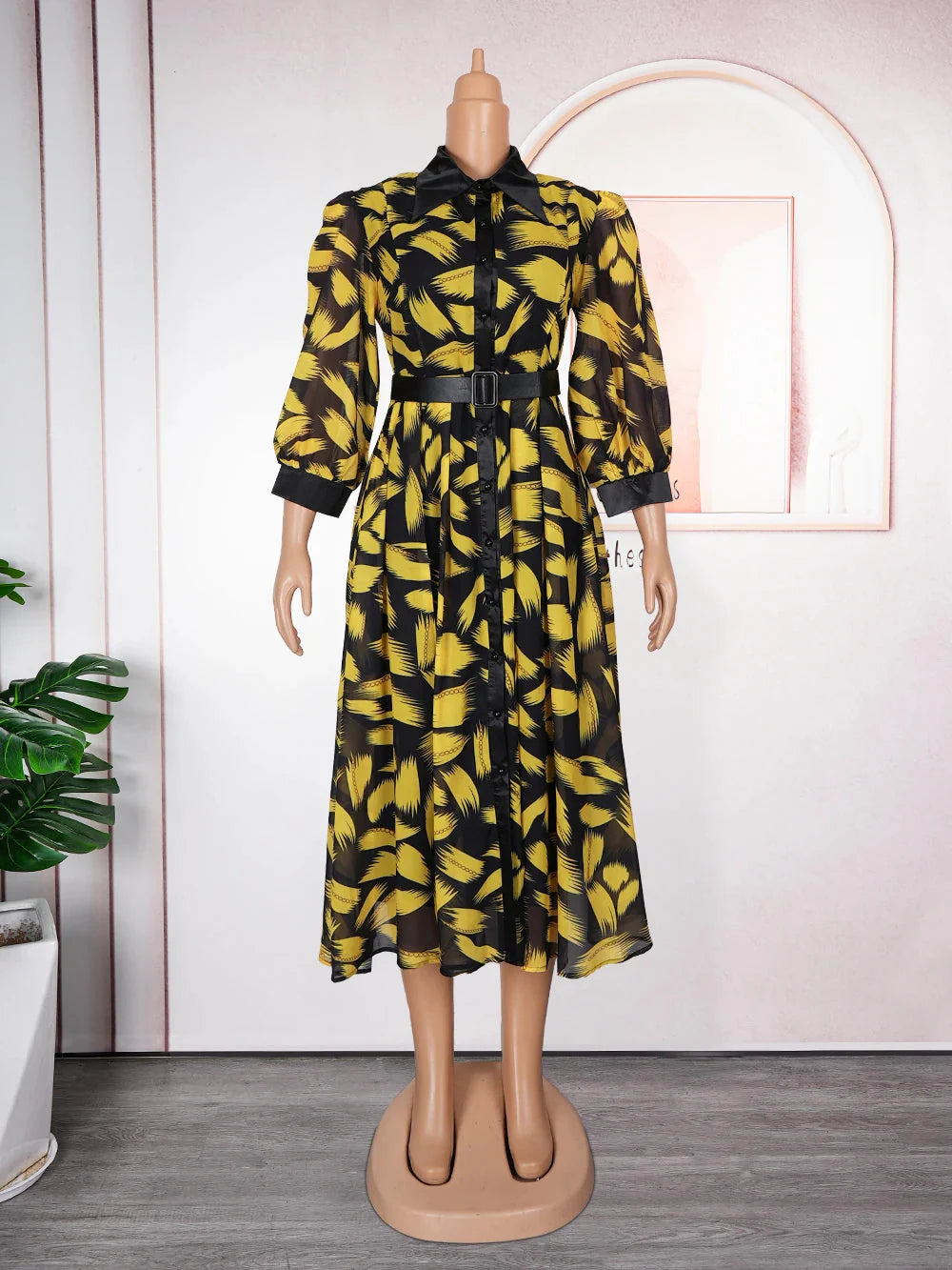 African Dashiki Ankara long sleeve plus size party dress by SHOWLU FASHION STORE, featuring vibrant African print and elegant design.