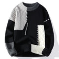 Patchwork men's sweater by Showlu Fashion for autumn and winter, stylish high street pullover with warm, hip-hop street fashion vibe