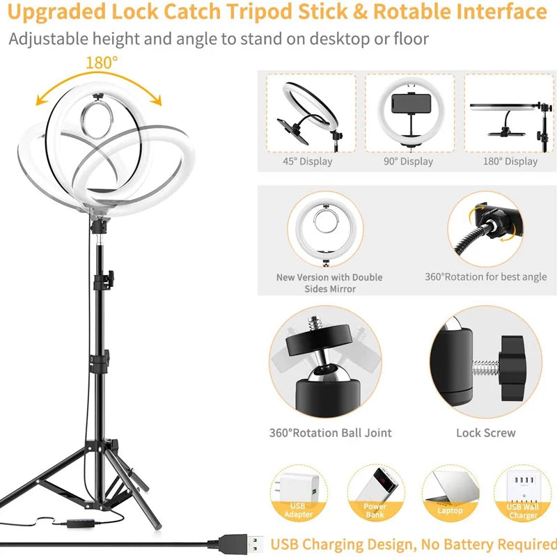 Showlu Smart General LED Ring Light showing adjustable brightness and color settings, ideal for photography and video lighting.