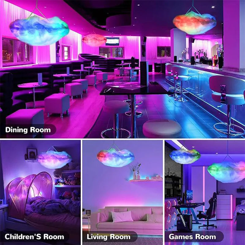 Showlu Smart General LED Cloud Ceiling Kit with realistic cloud-shaped LED lights for modern home decor and ambient lighting.