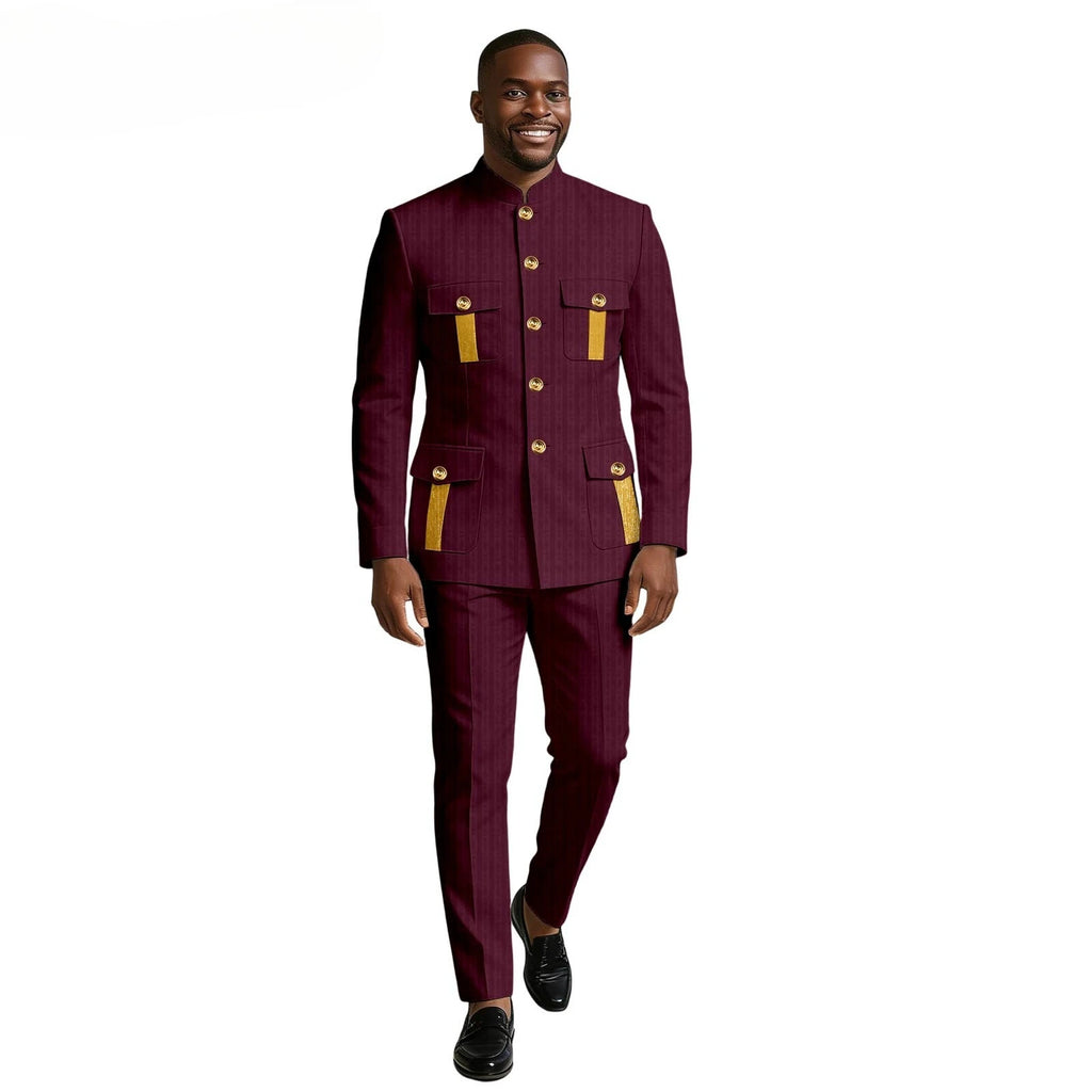 Men's Showlu Smart General 2-piece formal suit with double-breasted blazer and tuxedo style, suitable for weddings and business wear.
