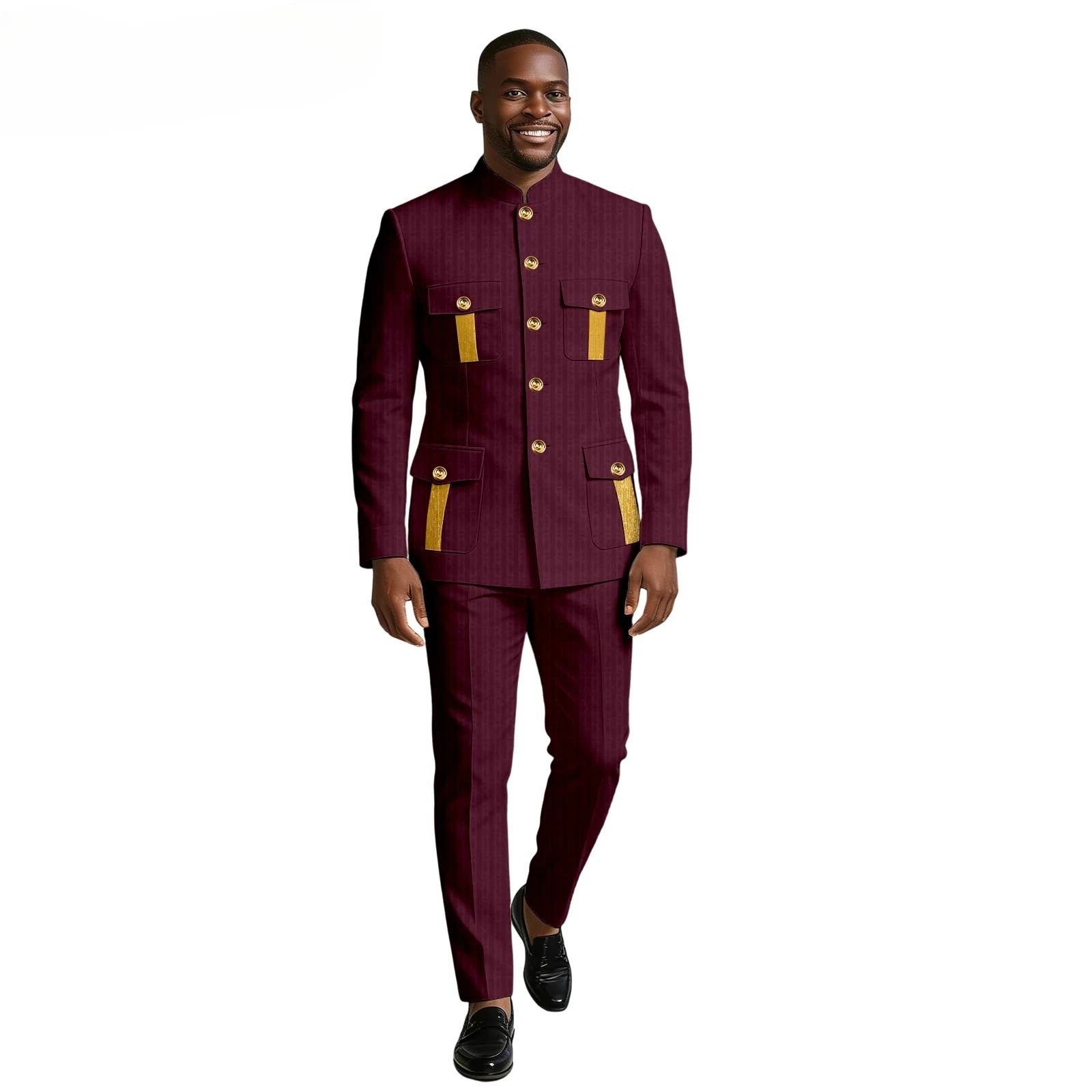 Men's Showlu Smart General 2-piece formal suit with double-breasted blazer and tuxedo style, suitable for weddings and business wear.