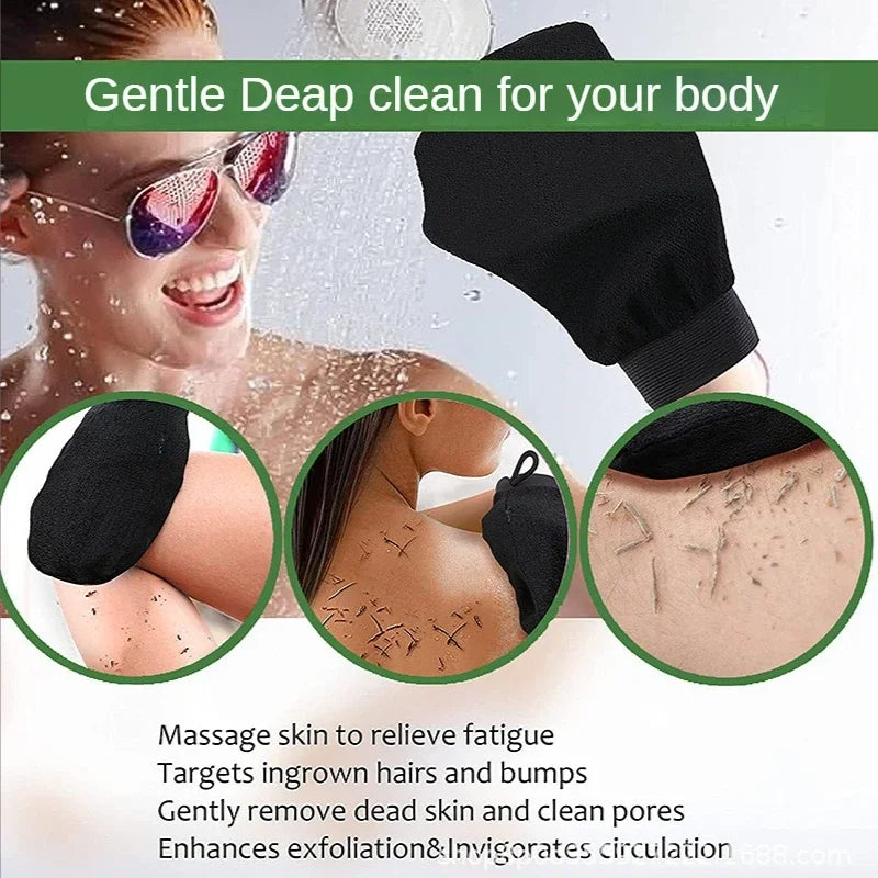 Showlu Smart General exfoliating bath scrub glove with textured surface for gentle skin exfoliation and cleansing.