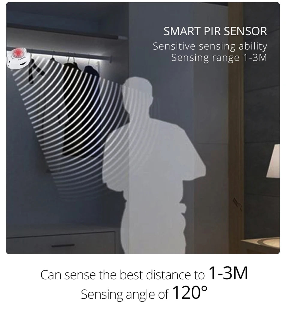 Showlu Smart General LED under bed motion sensor light illuminating a bedroom floor with soft, energy-efficient lighting for convenience
