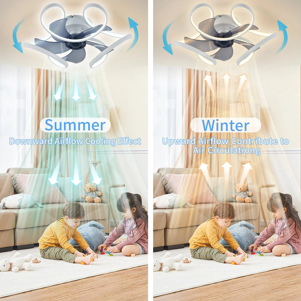 IRALAN Modern ceiling fan with light colorful style, silent ceiling led light fan fans with remote control for room living room