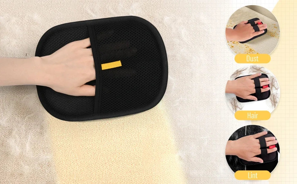 Showlu Smart General reusable pet hair gloves with textured fingertips for effective fur removal from furniture and clothing.
