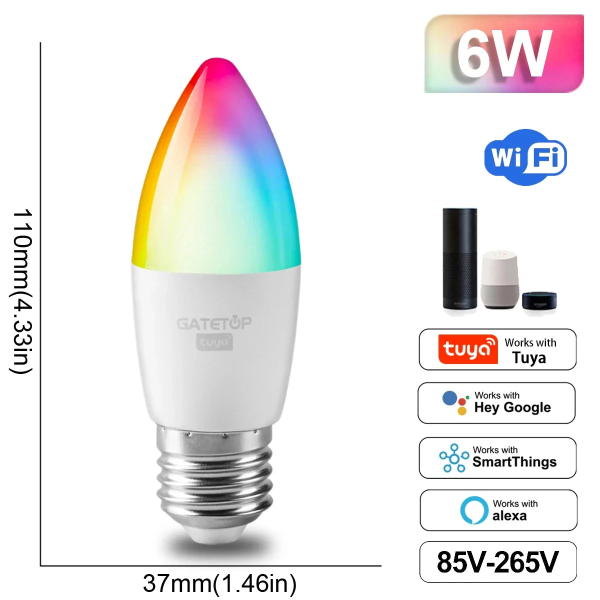 Showlu Smart General WiFi adjustable color LED spotlight bulb with customizable lighting, shown in a modern home setting.