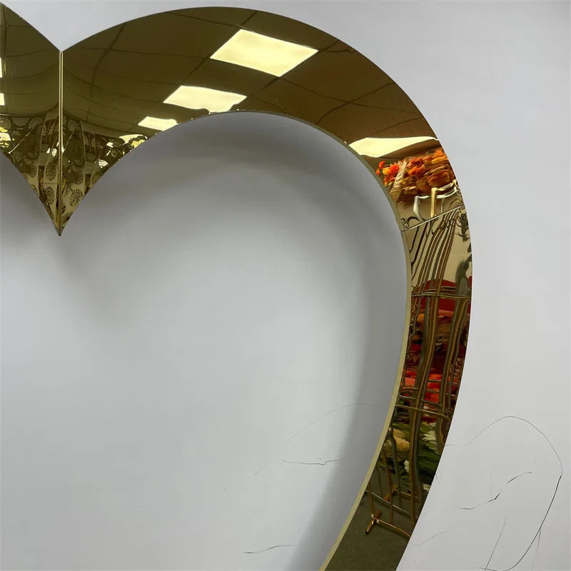 1PC Gold/Silver Heart Shaped Stainless Steel Arch Wedding Prop for Party Stage Background Screen Welcome Area Decoration
