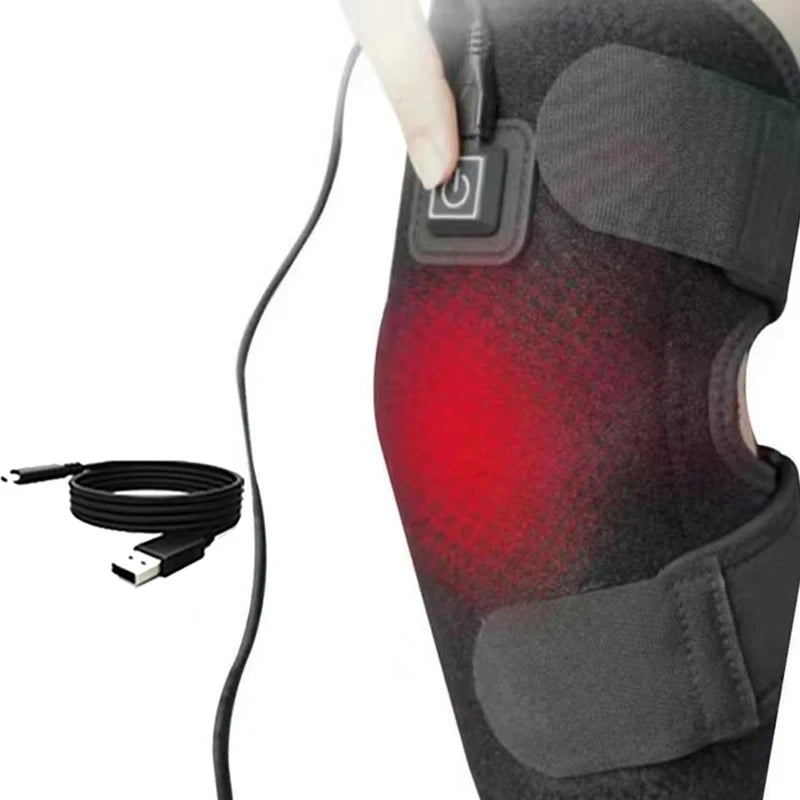 Showlu Smart USB heated knee brace with 3-level electric heating, warm therapy support for knee pain relief.
