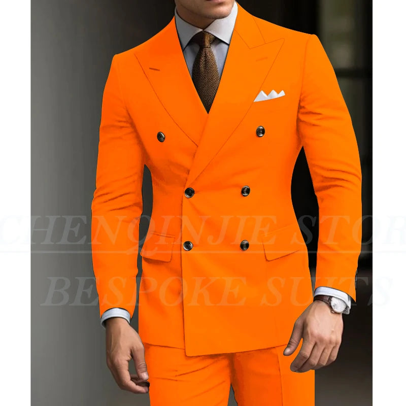 Formal Men's Suits Green Slim Fit High Quality Regular Length 2 Piece Jacket Pants Luxury Blazer Full Set Chic Costume Homme SHOWLU FASHION STORE