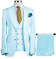 Elegant Men's Suits 3 Pieces Sets For Men Formal Slim Fit Business Tuxedo Groom&Groomsman Suit(Blazer+Vest+Pants)