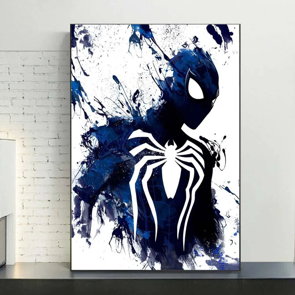 Marvel Spider-Man watercolor canvas wall art poster by MINISO, unframed, featuring vibrant Spider-Man illustration for room decor.