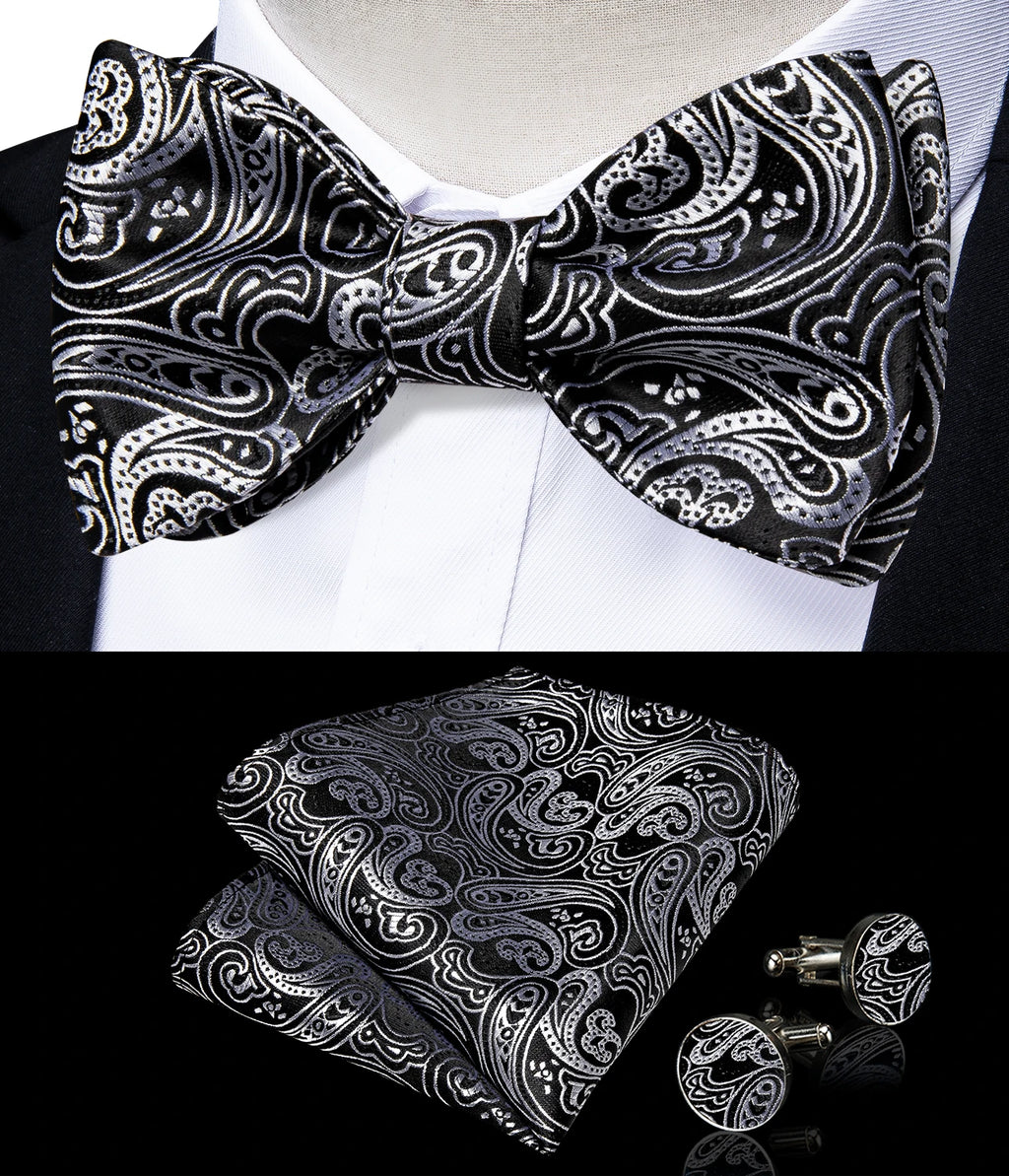 Brand New Men's Bow Tie Teal Green Blue Paisley Floral Silk Bow Tie Wedding Party Butterfly Bowknot Men Tie Accessories DiBanGu
