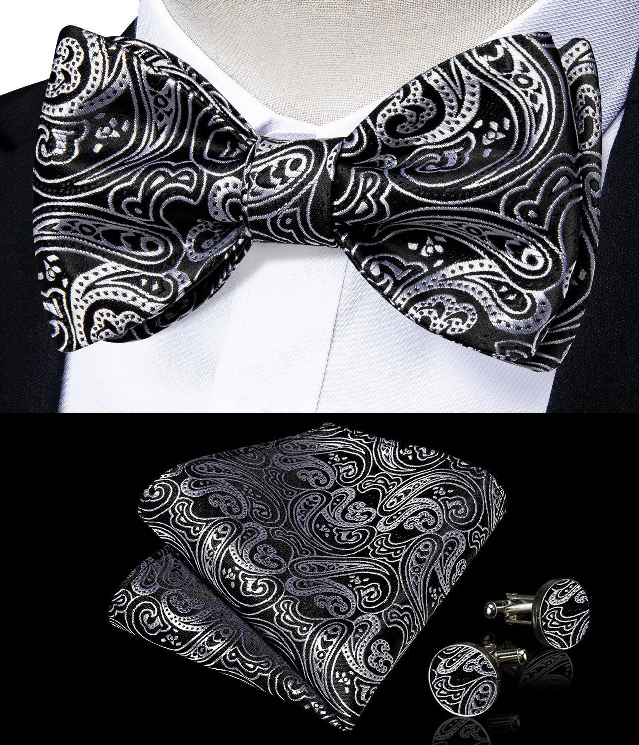 Brand New Men's Bow Tie Teal Green Blue Paisley Floral Silk Bow Tie Wedding Party Butterfly Bowknot Men Tie Accessories DiBanGu