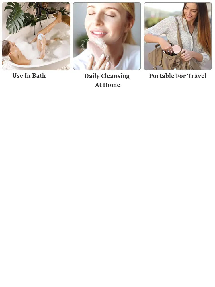 Rechargeable Showlu Smart General silicone facial cleansing brush with soft bristles for gentle skin cleansing.