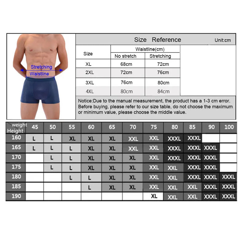 Men's bamboo boxer briefs by Showlu Fashion Store featuring breathable mesh pouch, packed in a 4-pack for comfort and style.