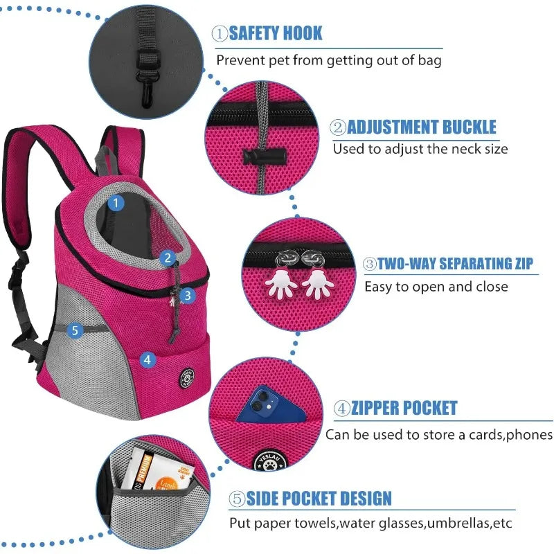 Showlu breathable nylon dog backpack carrier with reflective strips, designed for comfortable pet transport and safety.