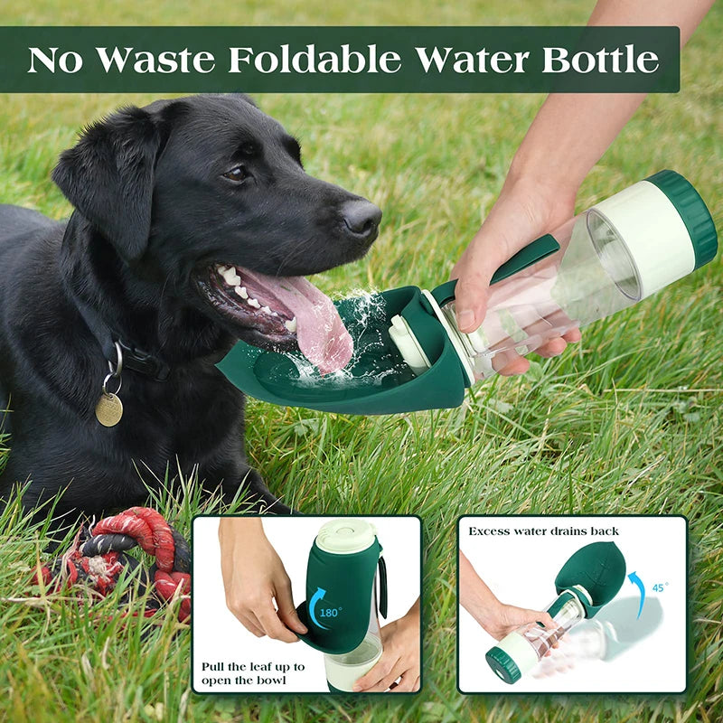 Showlu 2-in-1 portable dog water bottle and food container for hiking, featuring a compact design with water and food compartments.