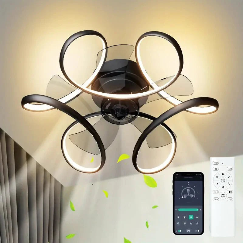 IRALAN Modern ceiling fan with light colorful style, silent ceiling led light fan fans with remote control for room living room