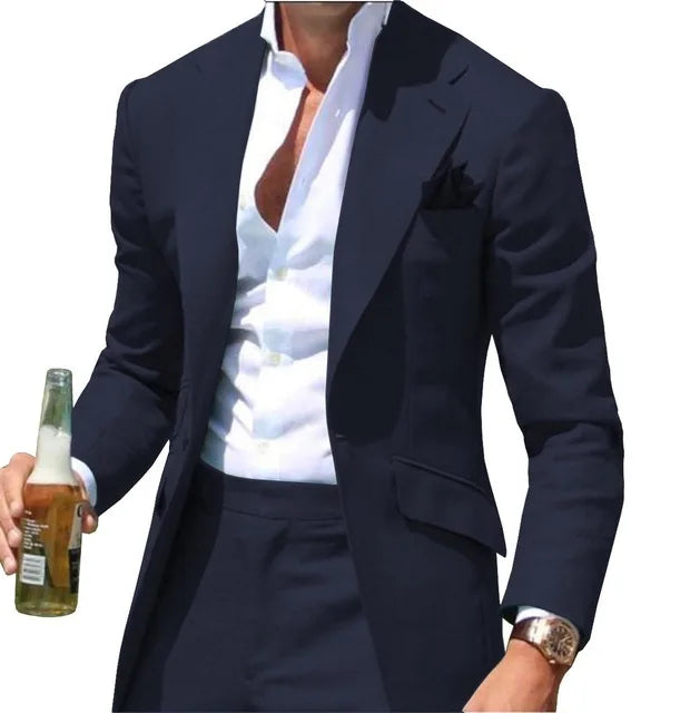 Costumes Pour Hommes Peak Collar Men Suits Notched Green Slim Fit Blazers Jackets Pants 2PCS Causal Business Wedding Groom Wear